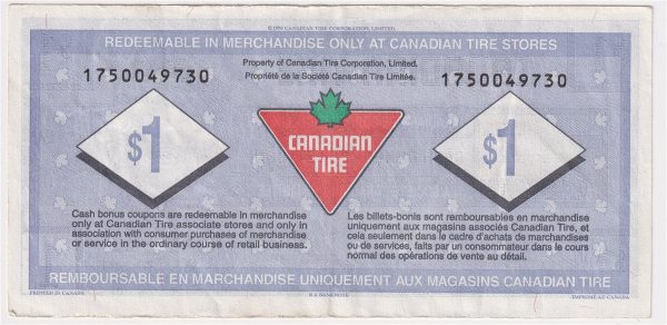 S18-Fa-175 Replacement 1996 Canadian Tire Coupon $1.00 VF-EF Cheap