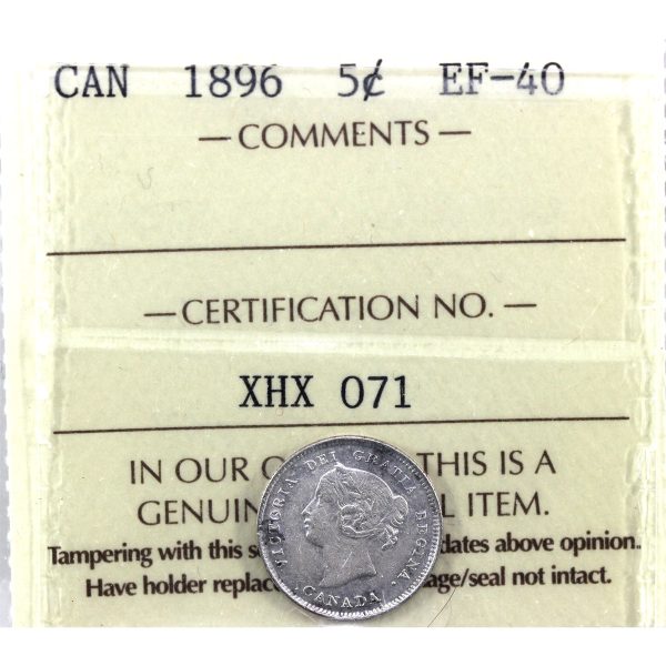 1896 Canada 5-cents ICCS Certified EF-40 Sale