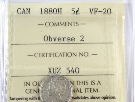 1880H Obv. 2 Canada 5-cents ICCS Certified VF-20 Online