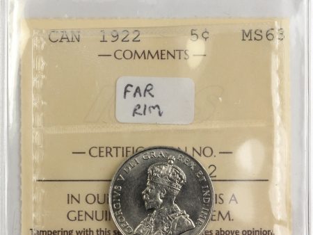 1922 Far Rim Canada 5-cents ICCS Certified MS-63 (XEZ 792) Online Sale