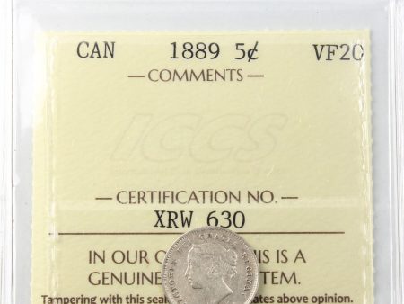 1889 Canada 5-cents ICCS Certified VF-20 Fashion