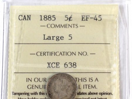 1885 Large 5 Canada 5-cents ICCS Certified EF-45 Online Hot Sale