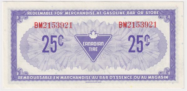 S4-D-BM2 Orange Serial # 1974 Canadian Tire Coupon 25 Cents Uncirculated For Sale