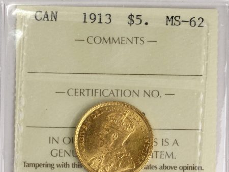 1913 Canada $5 Gold ICCS Certified MS-62 Online now