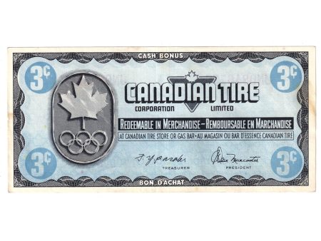 S5-A-JN 1976 Canadian Tire Coupon 3 Cents Almost Uncirculated (Stain) Fashion