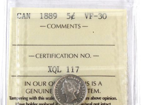 1889 Canada 5-cents ICCS Certified VF-30 Discount