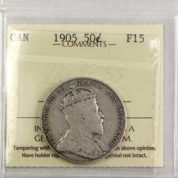 1905 Canada 50-cents ICCS Certified F-15 (XUC 808) For Sale