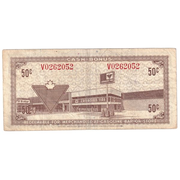 S3-E-V 1972 Canadian Tire Coupon 50 Cents Fine on Sale