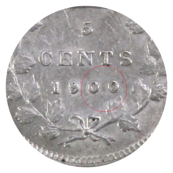 1900 Oval 0 Canada 5-cents ICCS Certified AU-55 Fashion