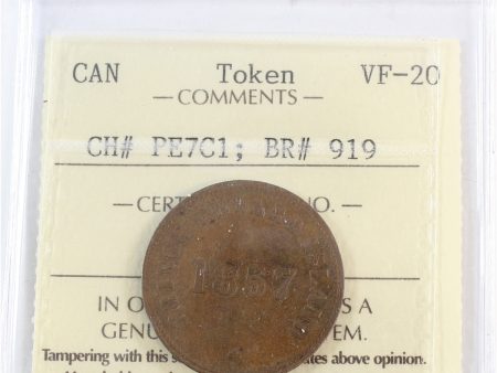 PE-7C1 1857 PEI Self Government & Free Trade Token ICCS Certified VF-20 (BR #919) Hot on Sale