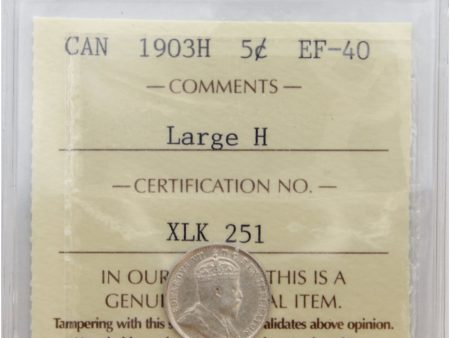 1903H Large H Canada 5-cents ICCS Certified EF-40 Online Hot Sale