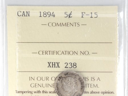 1894 Canada 5-cents ICCS Certified F-15 Sale