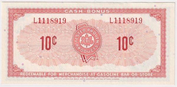 S1-C-L 1961 Canadian Tire Coupon 10 Cents Uncirculated Fashion