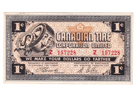 G4-A-Z 1962 Canadian Tire Coupon 1 Cent Almost Uncirculated (Holes) For Cheap