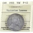 1910 Victorian Leaves Canada 50-cents ICCS Certified F-12 Discount