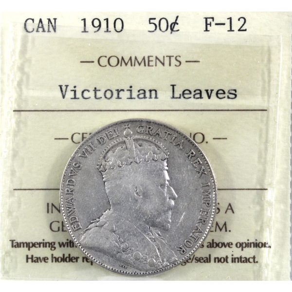 1910 Victorian Leaves Canada 50-cents ICCS Certified F-12 Discount