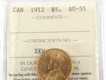 1912 Canada $5 Gold ICCS Certified AU-55 Discount