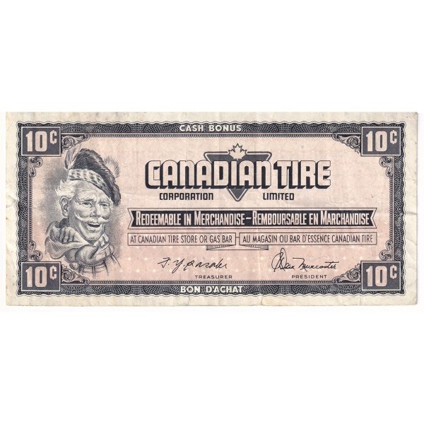 S4-Ca-*PN Replacement 1974 Canadian Tire Coupon 10 Cents Very Fine (Holes) Cheap