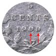 1900 Round O s Canada 5-cents ICCS Certified F-15 Online now