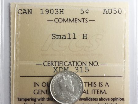 1903H Small H Canada 5-cents ICCS Certified AU-50 Sale