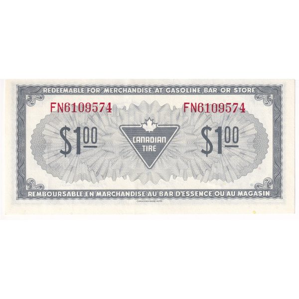 S4-F-FN 1974 Canadian Tire Coupon $1.00 EF-AU For Sale