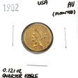 1902 USA $2.50 Gold Quarter Eagle Almost Uncirculated (AU-50) Mounted For Cheap