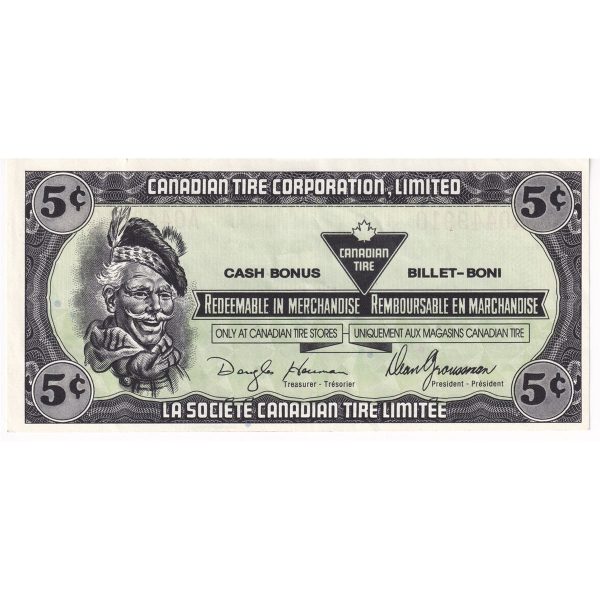 S10-B-A 1989 Canadian Tire Coupon 5 Cents Almost Uncirculated on Sale