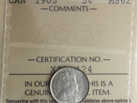 1905 Canada 5-cents ICCS Certified MS-62 (XZD 424) Cheap