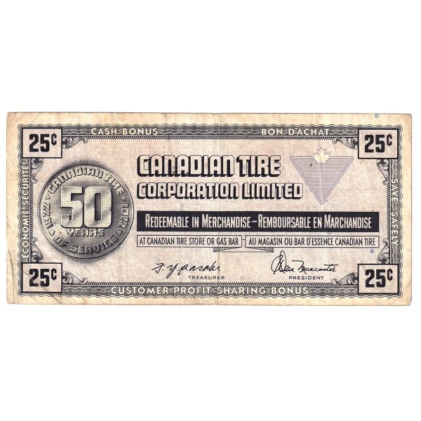 S3-D-U 1972 Canadian Tire Coupon 25 Cents Very Fine Supply