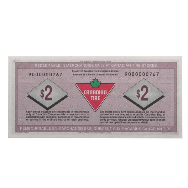 S16-Ga-90 Replacement 1992 Canadian Tire Coupon $2.00 Uncirculated Fashion