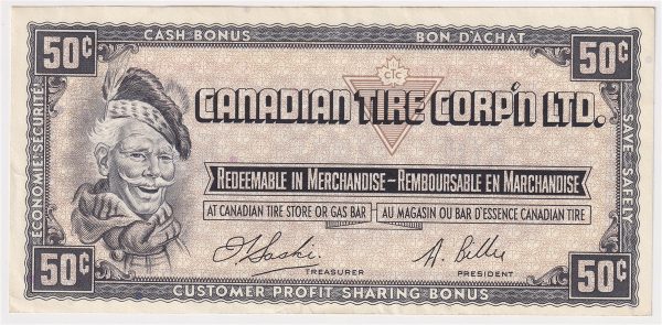 S1-E-E 1961 Canadian Tire Coupon 50 Cents Almost Uncirculated (Holes) Online Hot Sale