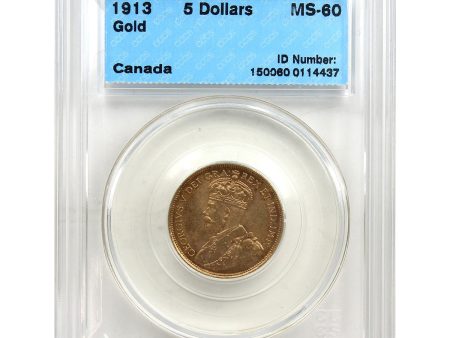 1913 Canada $5 Gold CCCS Certified MS-60 Online Hot Sale