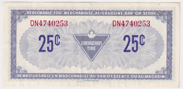 S4-D-DN 1974 Canadian Tire Coupon 25 Cents Extra Fine Online now