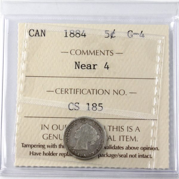 1884 Near 4 Canada 5-cents ICCS Certified G-4 (CS 185) Online Sale