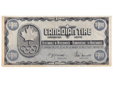 S5-F-ON 1976 Canadian Tire Coupon $1.00 F-VF For Cheap