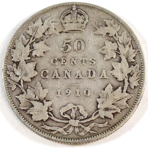 1910 Edwardian Leaves Canada 50-cents Very Good (VG-8) Fashion