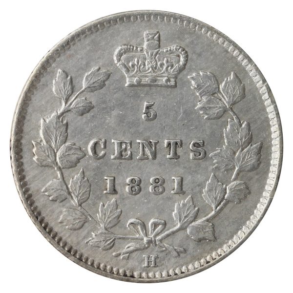 1881H Canada 5-cents ICCS Certified AU-50 Online now