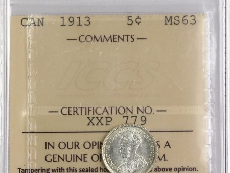 1913 Canada 5-cents ICCS Certified MS-63 Cheap