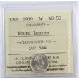 1910 Round Leaves Canada 5-cents ICCS Certified AU-50 Online Sale