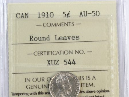 1910 Round Leaves Canada 5-cents ICCS Certified AU-50 Online Sale