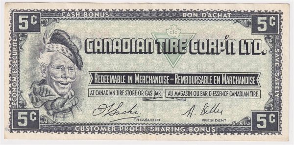 S1-B-B 1961 Canadian Tire Coupon 5 Cents Extra Fine Sale