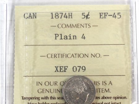 1874H Plain 4 Canada 5-cents ICCS Certified EF-45 Hot on Sale