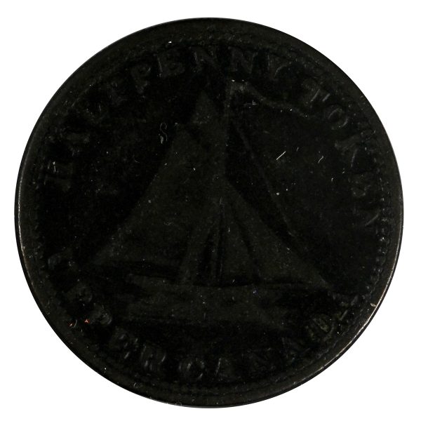 UC-9A4 1820 Upper Canada Points Above A Commercial Change Half Penny Token Fine (F-12) Online