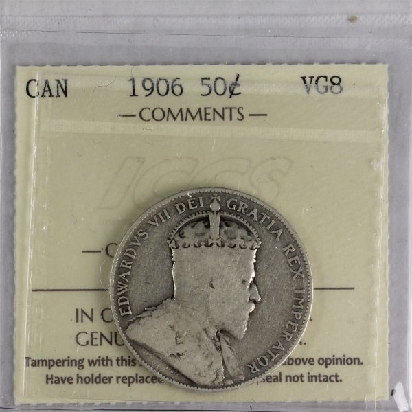 1906 Canada 50-cents ICCS Certified VG-8 Fashion