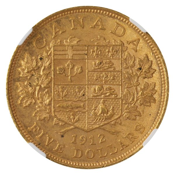 1912 Canada $5 Gold NGC Certified MS-61 Discount