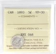 1893 Canada 5-cents ICCS Certified VF-30 Online