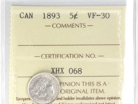 1893 Canada 5-cents ICCS Certified VF-30 Online