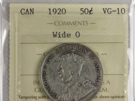 1920 Wide O Canada 50-cents ICCS Certified VG-10 Hot on Sale