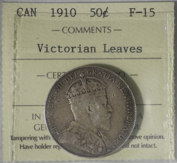 1910 Victorian Leaves Canada 50-cents ICCS Certified F-15 Online Sale