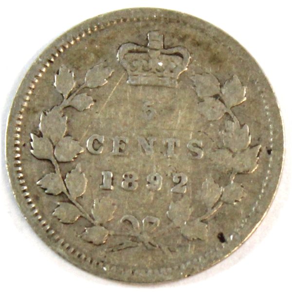 1892 Canada 5-cents Very Good (VG-8) Fashion